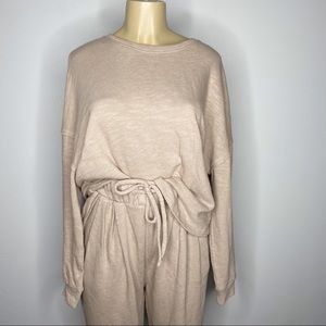 Pure Cotton Beige Tan oversized tee jogger set